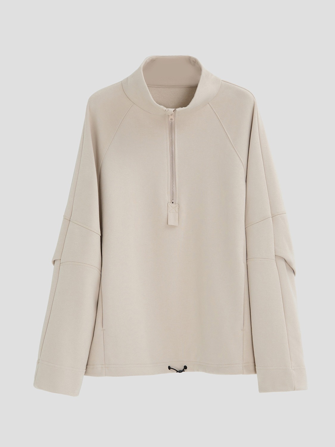 Simple stand-up collar half-zip plus velvet thermal sweatshirt